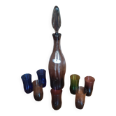 service à liqueur 1970 verre teinté Verrerie Portieux