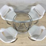 Vintage Chrome French design dining room set Boris Tabacoff 1970s