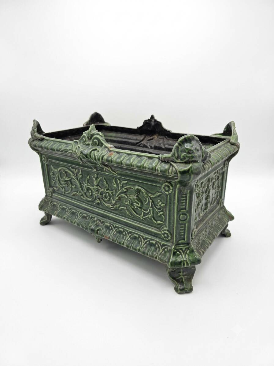 Antique enamelled cast iron planter in the Napoleon III style.