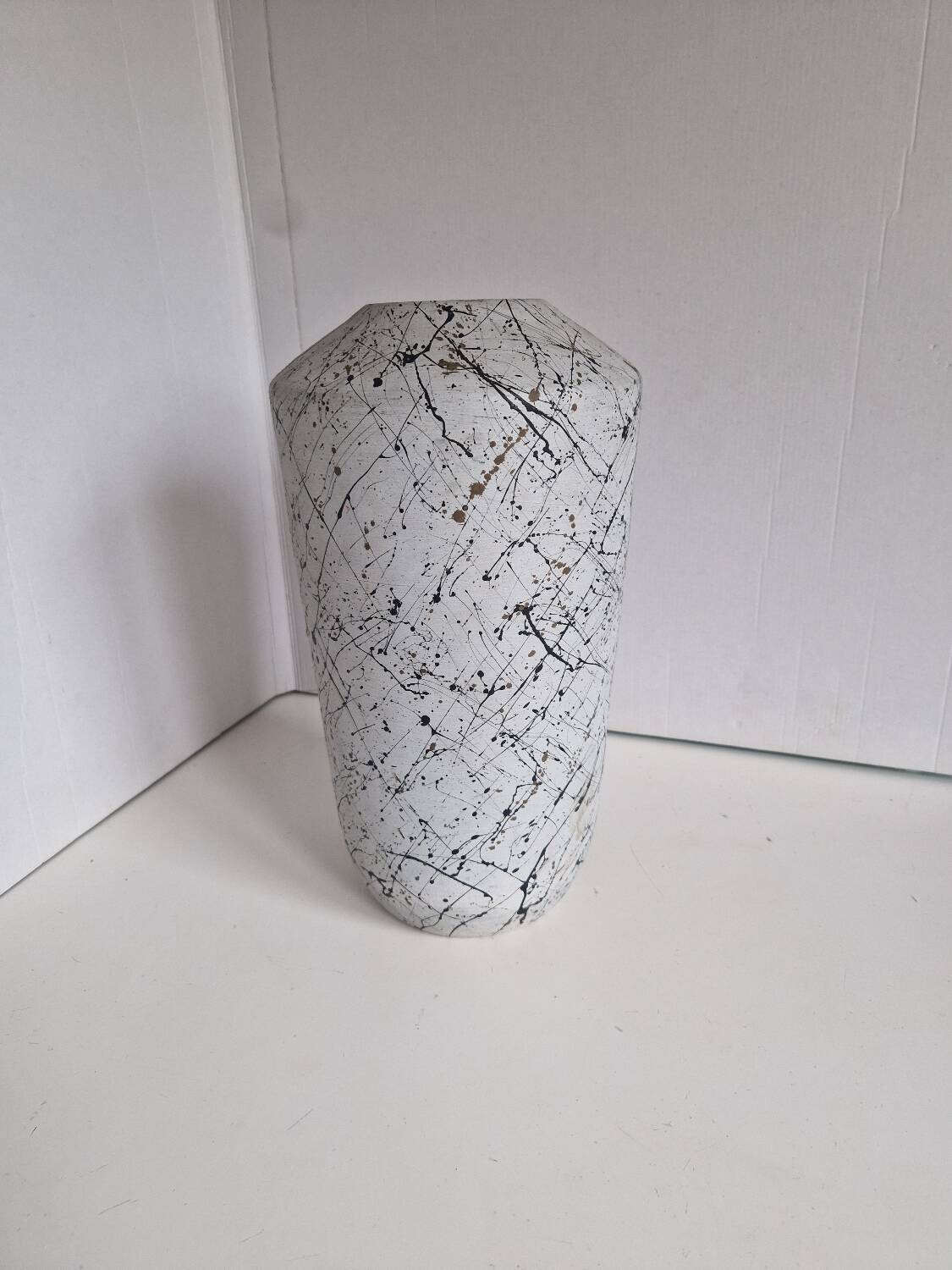Painted Terracotta Vase with Graphic Pattern