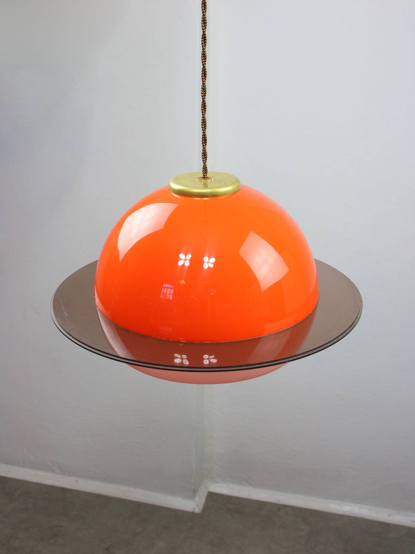 Italian Orange Space Age Saturn Lamp, 70s
