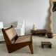 Asian solid wood quadripod brutalist coffee table H30 L81 l42