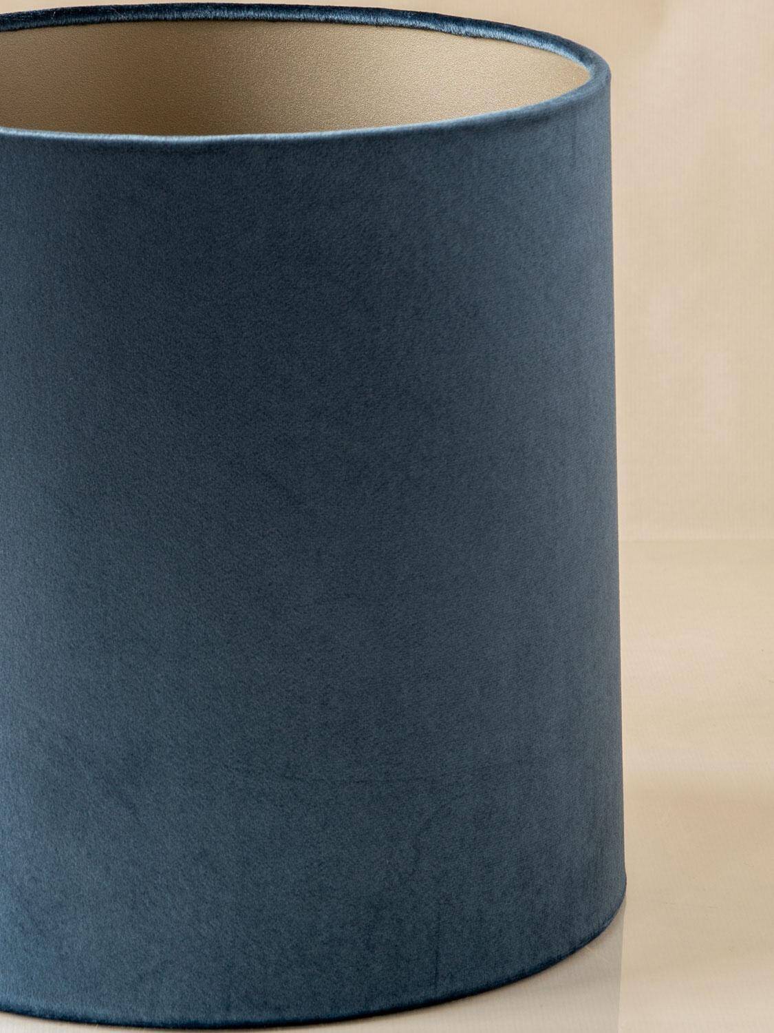 Delft-style ceramic table lamp from France around 1900 with a new blue velvet shade.