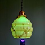 Art Deco suspension in marbled opaline with ouraline (4 available)