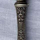 Old salad service in horn and silver metal
