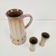 Cubist Studio Pottery Pitcher and Cups, 1950s, Set of 3