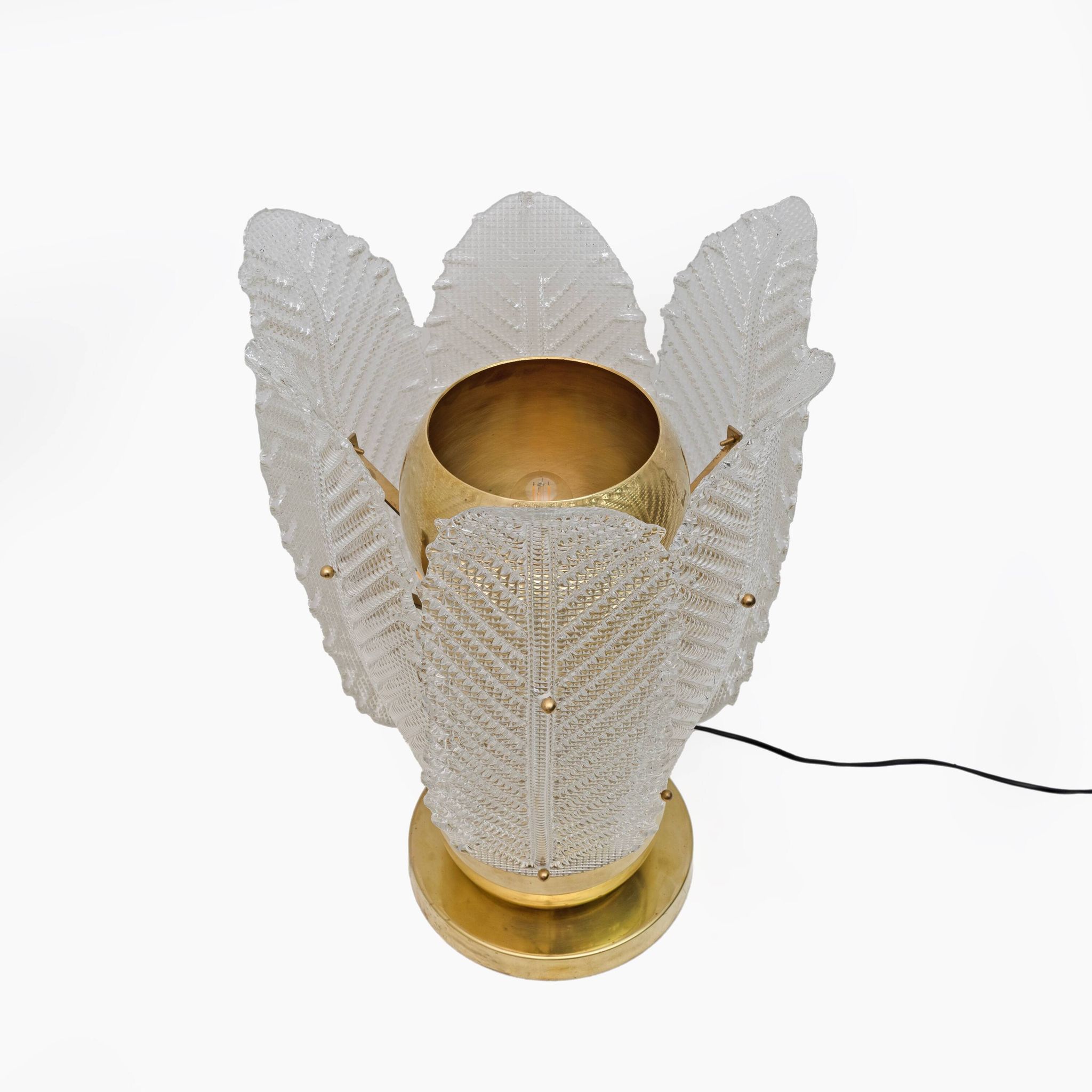 Mid-century Modern Brass and Murano Glass Big Table Lamp by Mazzega