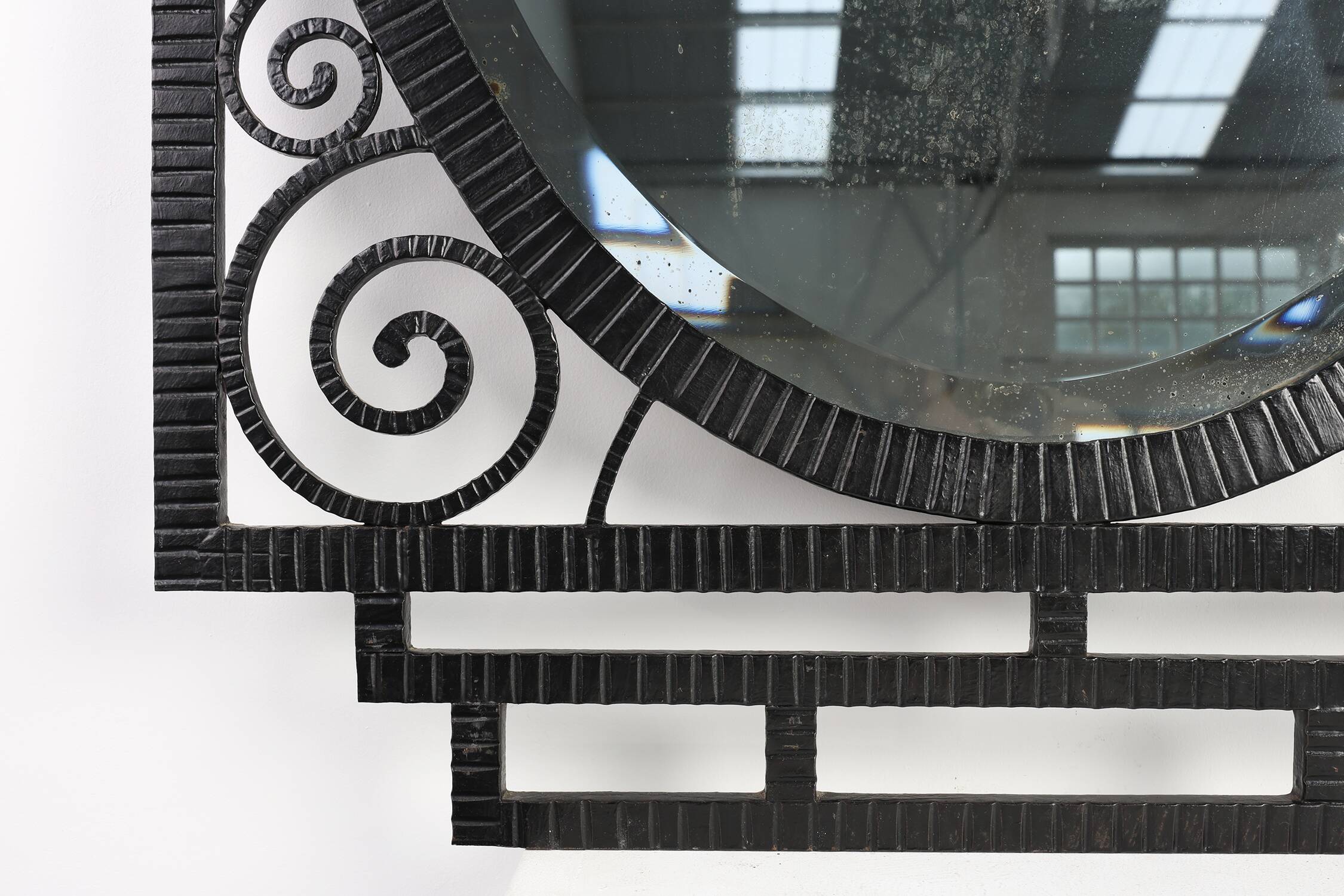 Art Deco Wrought Iron Mirror, France, 1925