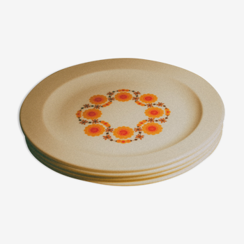 4 assiettes disco florale