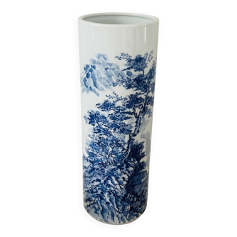 Vintage Japanese ceramic cylinder vase