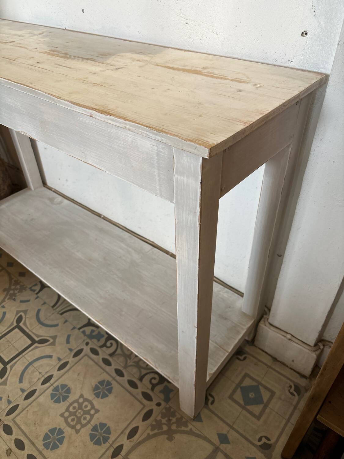 White patinated console