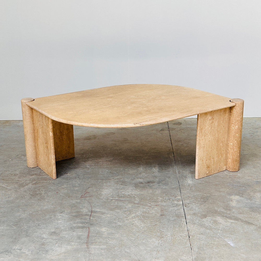 Sculptural Italian travertine coffee table, 1980s