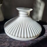 1930s Lamp Shade Art Deco White Opaline Ribbed Glass Lamp Shade Office