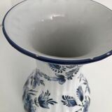 Vase with vintage blue and white flower pattern signed