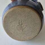 Blue ceramic cat vase signed Jean Louis Scouarnec