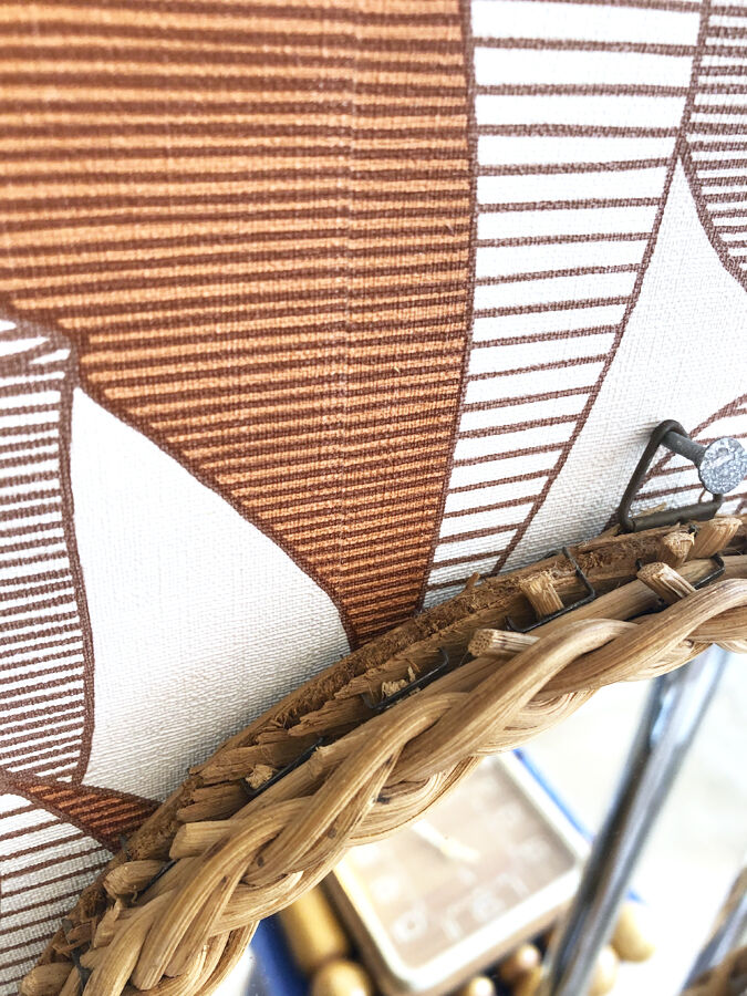 Round rattan mirror 23 cm, 1970