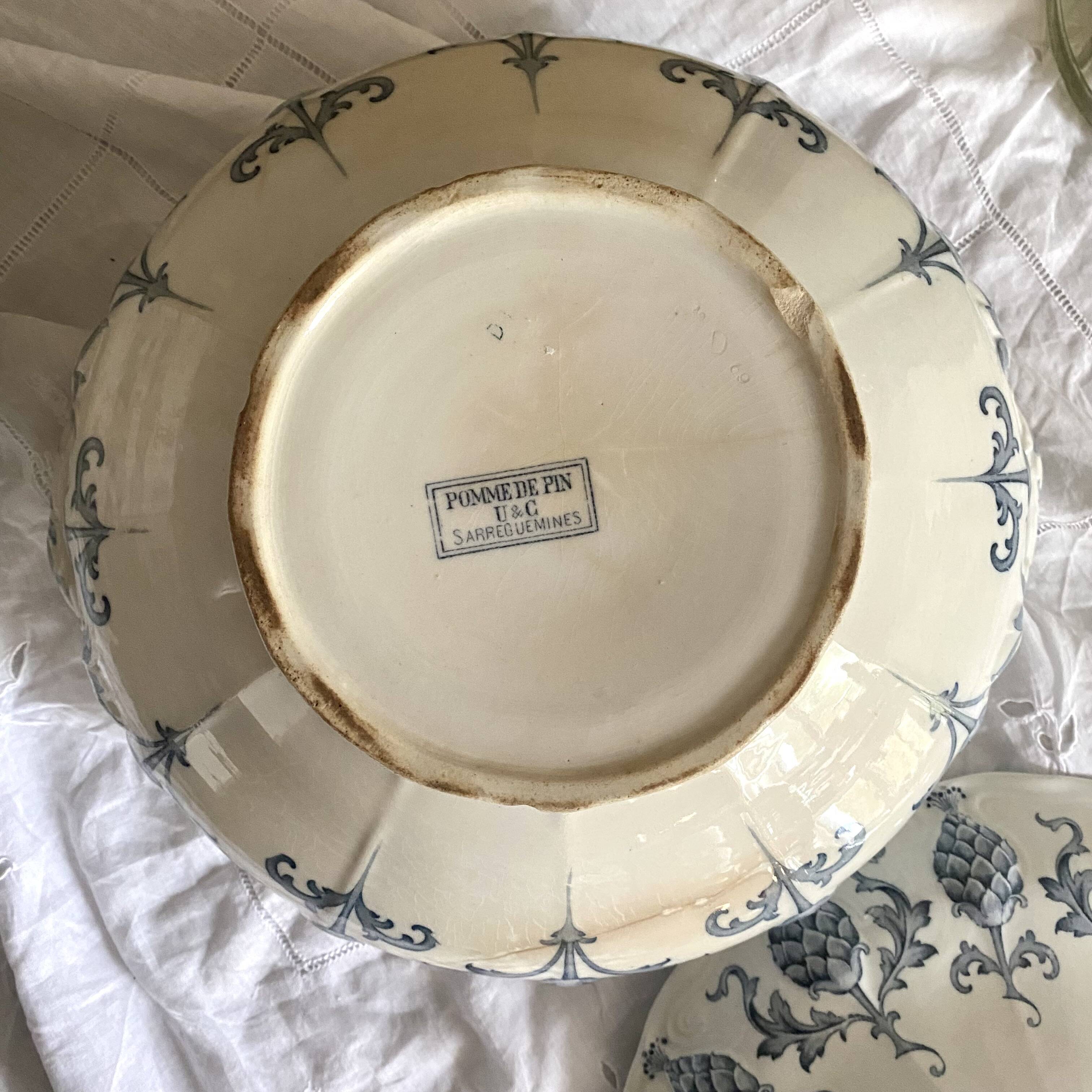 Sarreguemines Iron Earth Soup Tureen Pine Cones