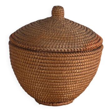 Ancien panier en rotin tressé (c.1920)