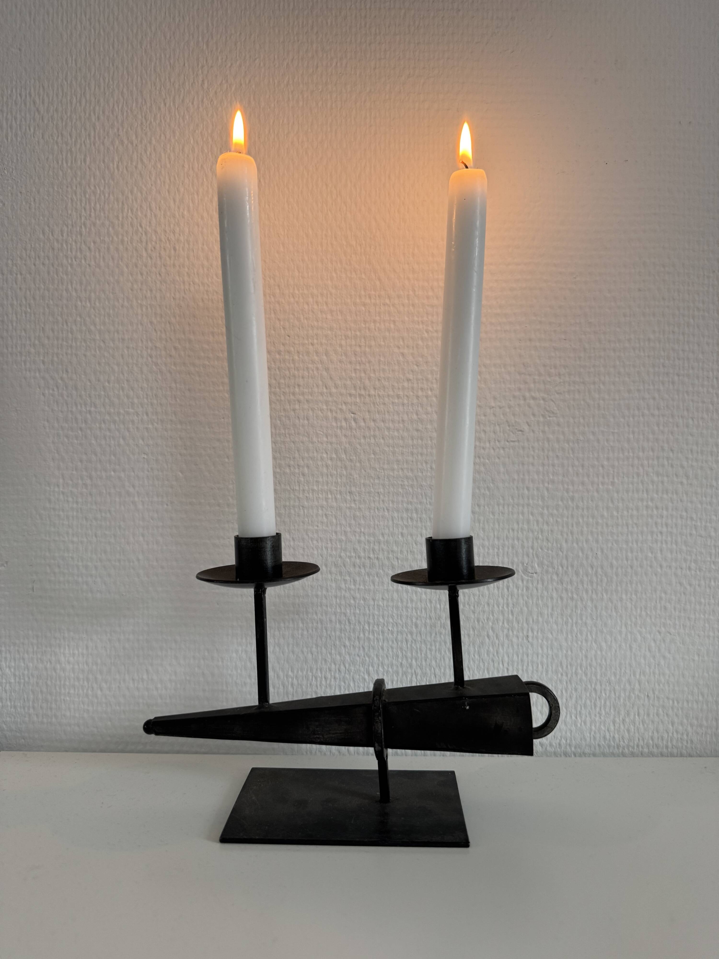 Vintage French Brualist Candelabra