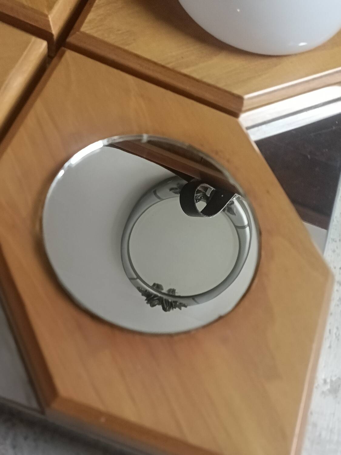 Geometric chrome and wood wall light