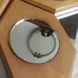 Geometric chrome and wood wall light