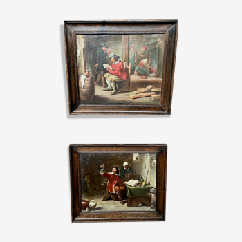 Paire de tableaux «Alchemists» 19th century