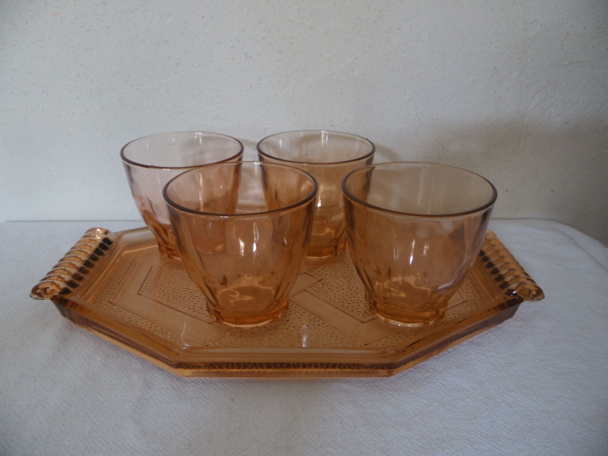 Set of 4 glass vintage pink blush