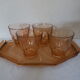 Set of 4 glass vintage pink blush