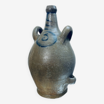 Botijo/Spanish gargoulette type gray stoneware jug