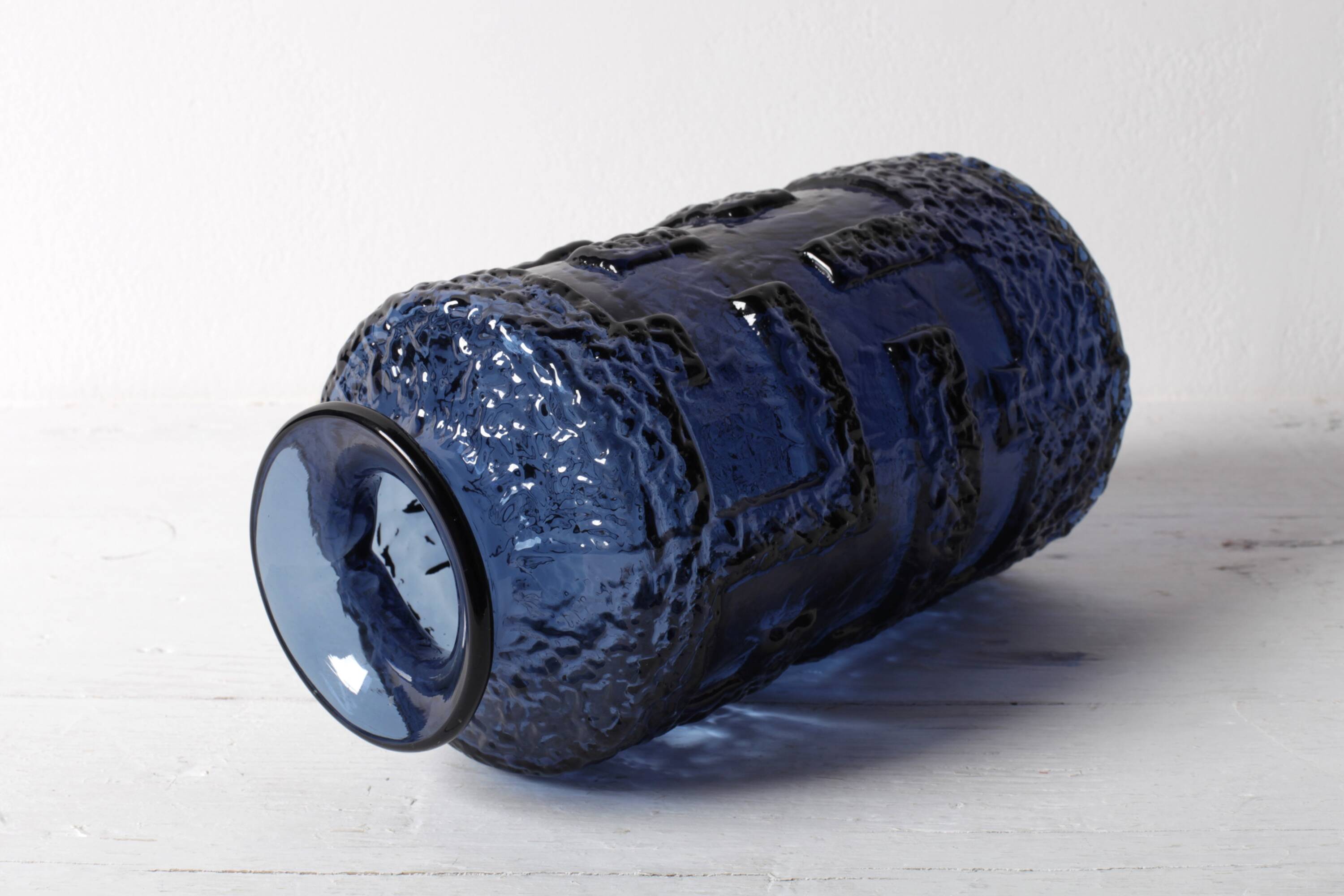 Glass Vase "Cobolt" by Göte Augustsson / Ruda Glasbruk / Sweden / 1970s