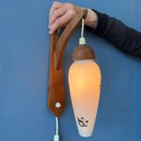Teak wood wall lamp