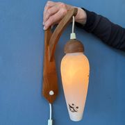 Teak wood wall lamp