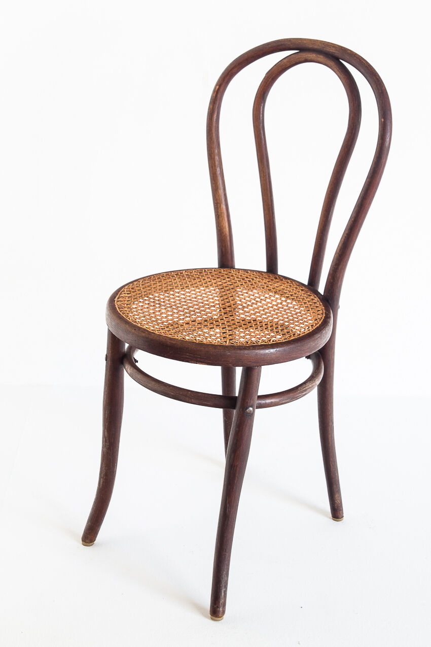 Set of 4 chairs. Bentwood and canning. Vintage. France, 50s