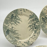 Service of old flat plates, Sarreguemines, birds,