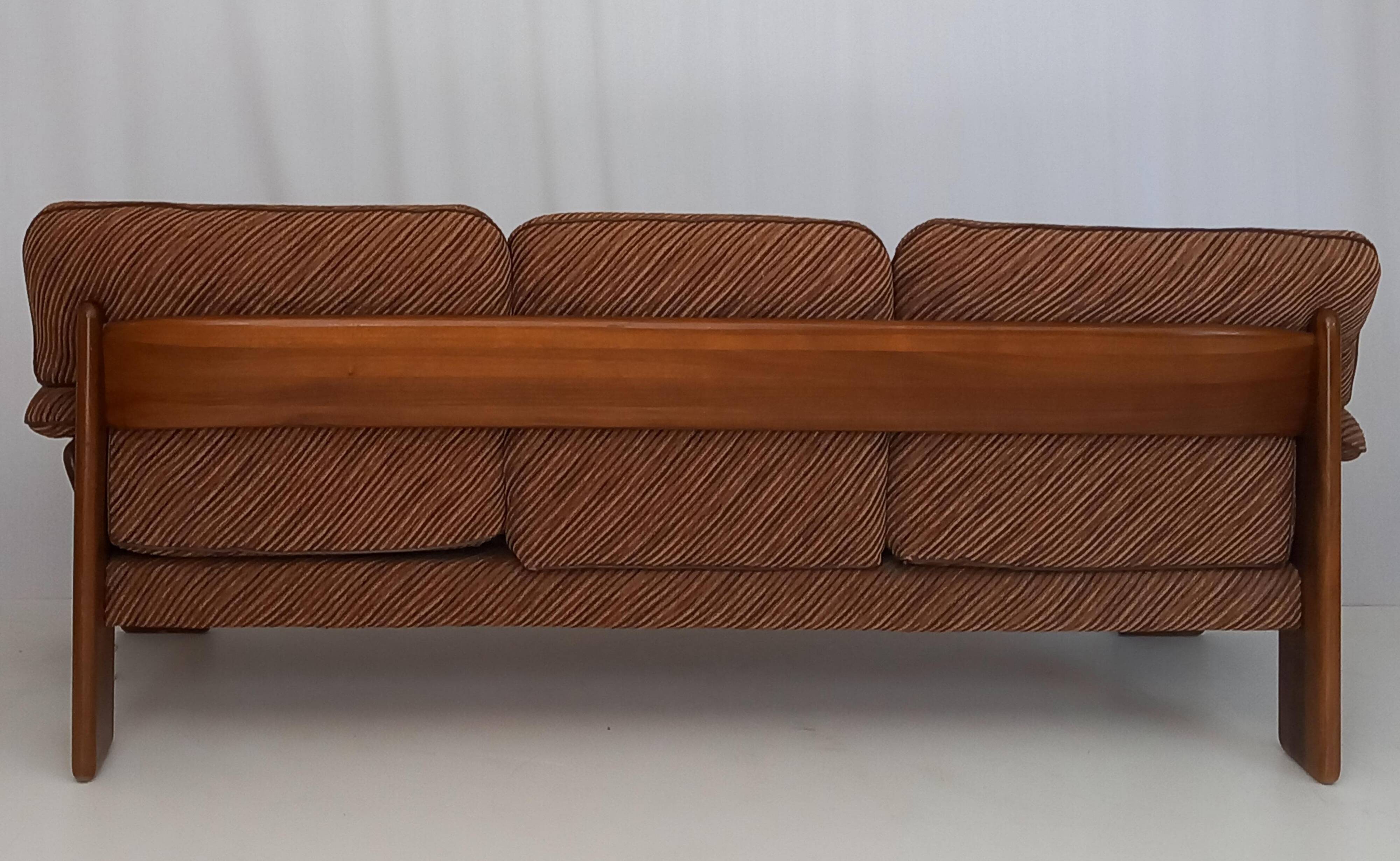 Brown Velvet 3-Seater Sofa by Mobil Girgi, 1970s