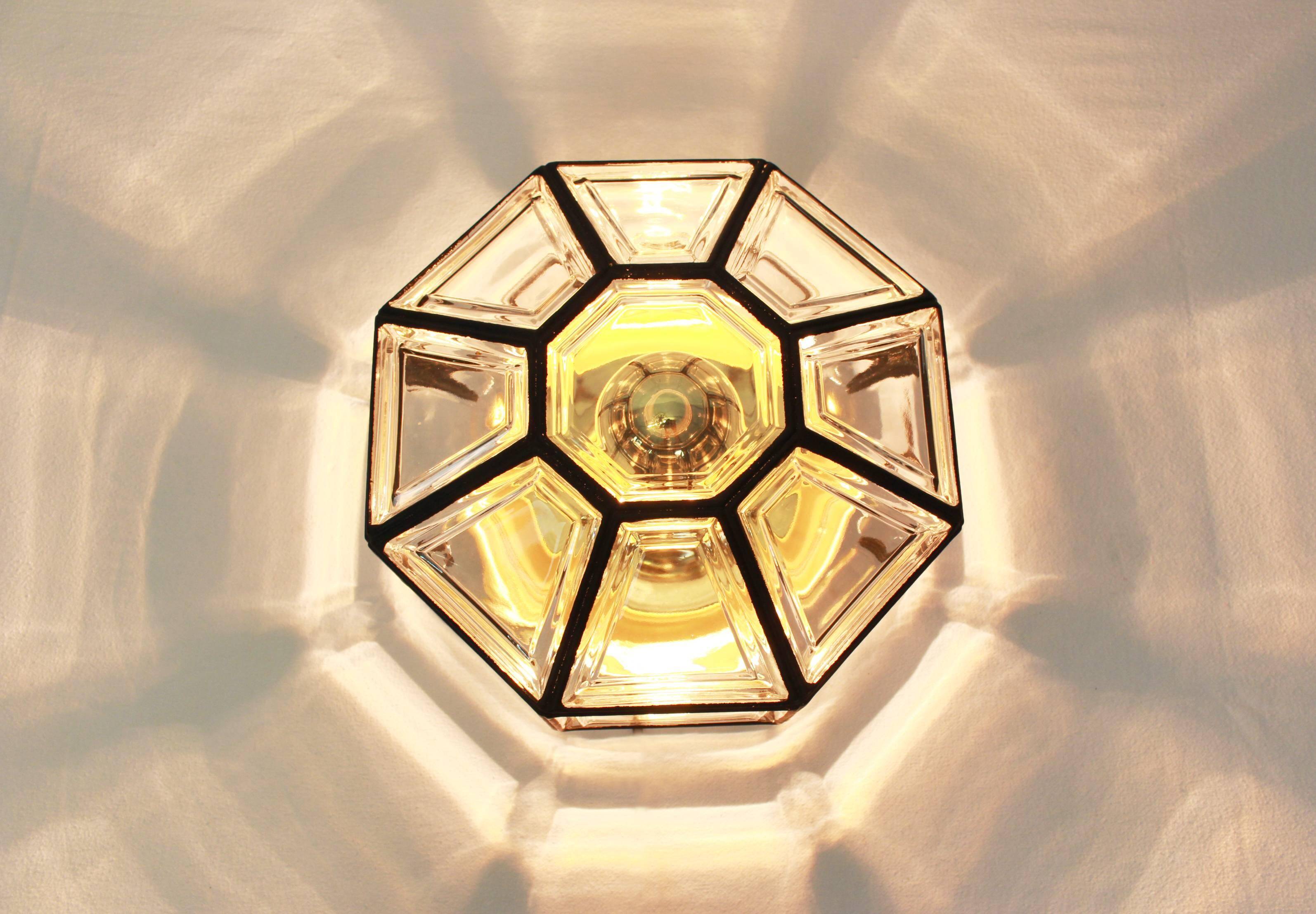 IRon and clear glass ceiling lights by Limburg, Germany, 1960s