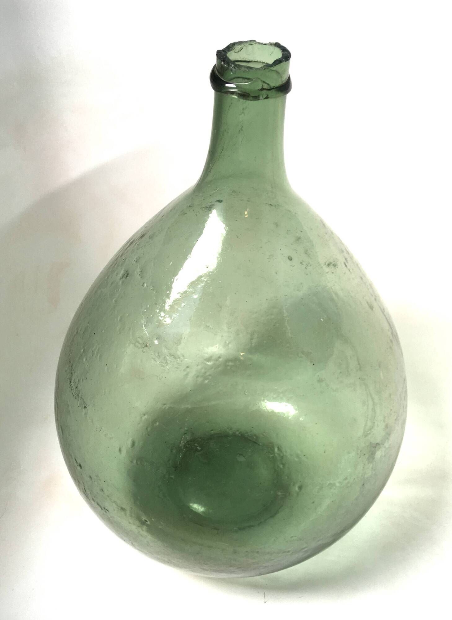 Dame jeanne green in molded glass sabree candy old vintage 44 cm ht