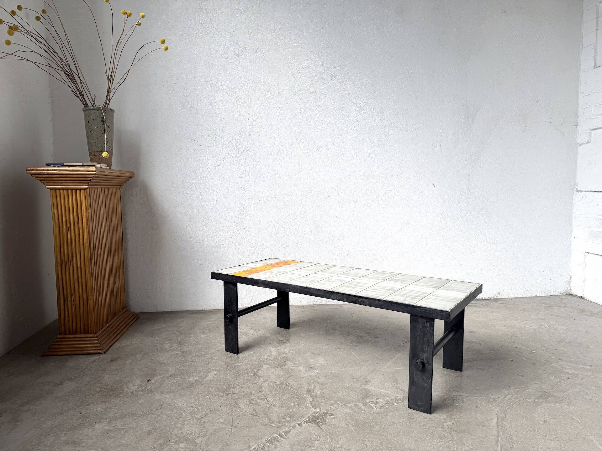 Ceramic Coffee Table Jean Jaffreux 1950s - Metal & Vintage Orange