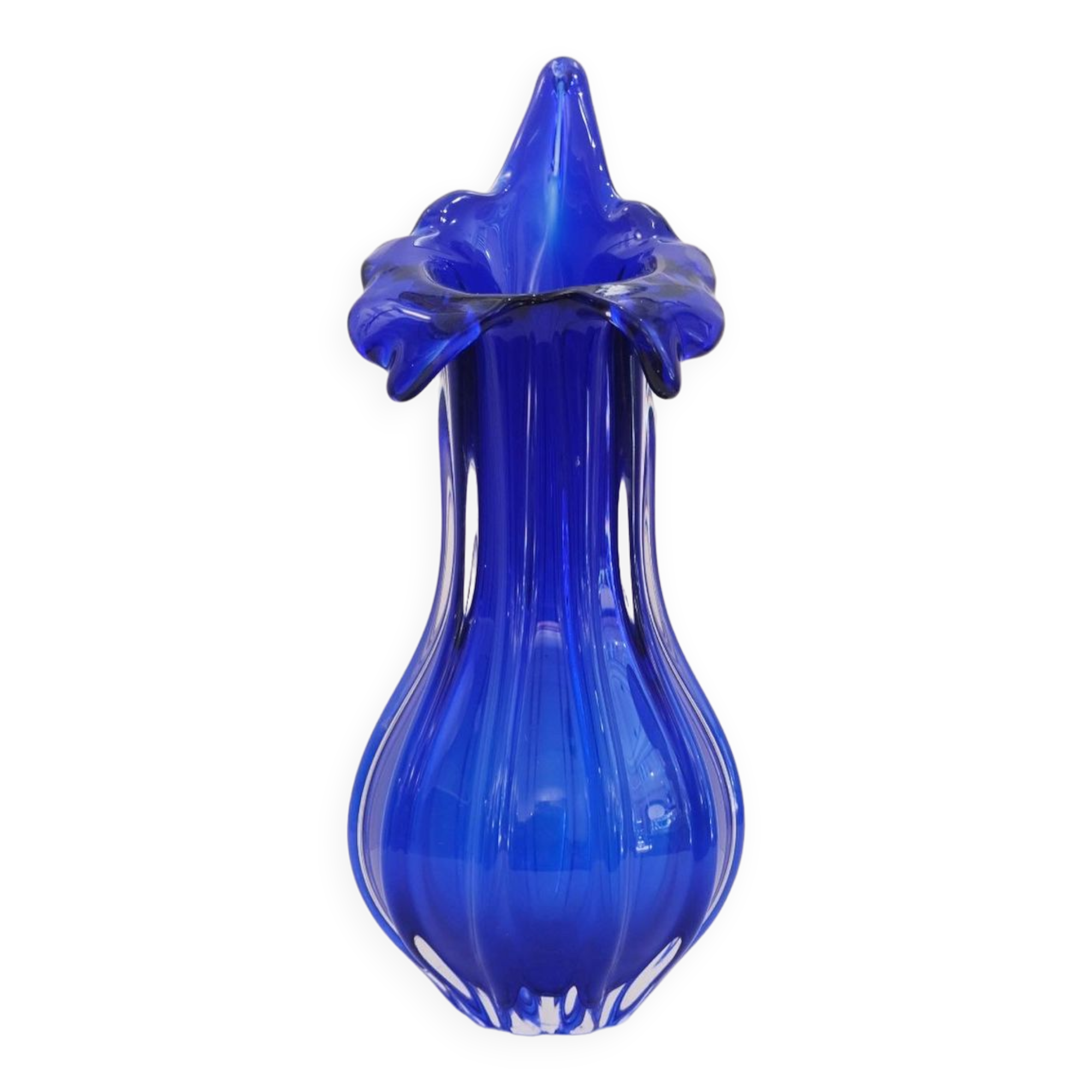 Blown glass vase by egermann, czech republic 1970