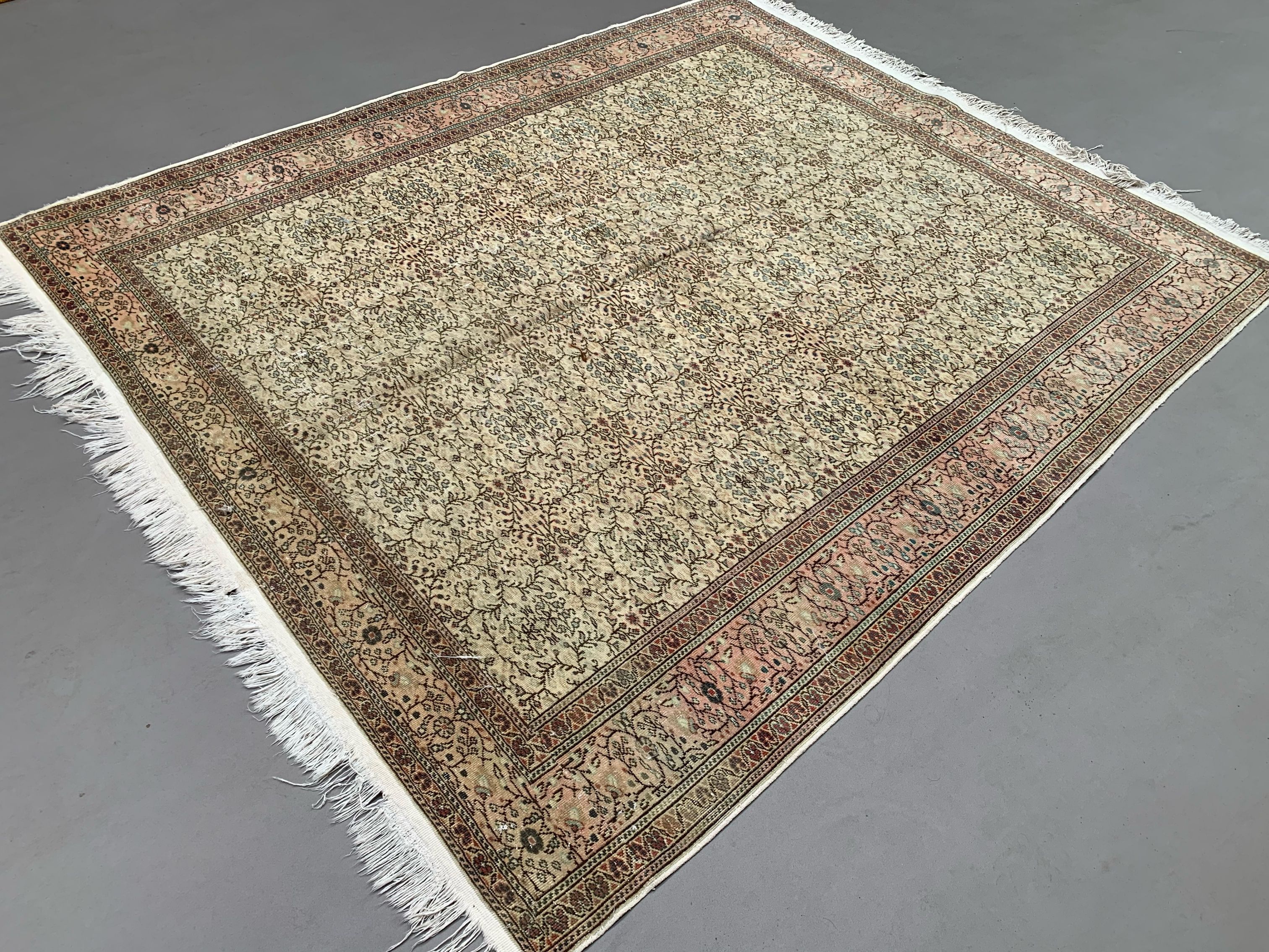 Vintage Square Turkish Rug 245x200 cm, Tribal Wool Carpet Large