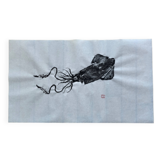 Original print of a squid, Squid Gyotaku