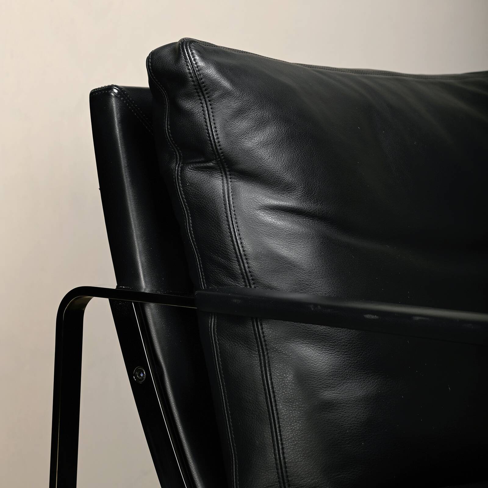 Preben Fabricius Black Leather Lounge Chairs Model 710, Walter Knoll