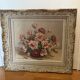 Huile sur toile - nature morte au bouquet de roses
