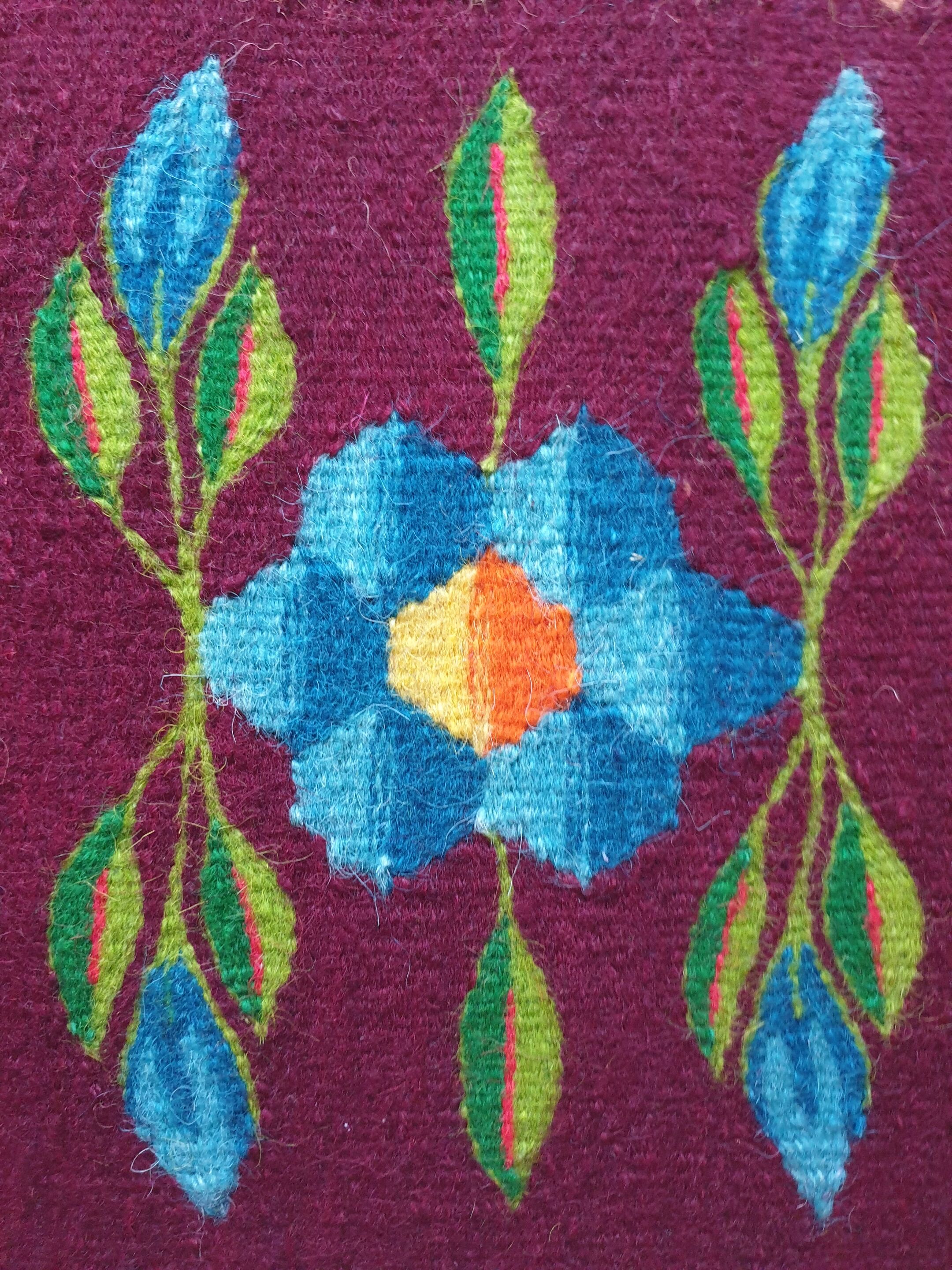 Tapis Oltenian floral, tissé à la main, Roumanie