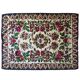 White vintage floral rug made by hand in Romania, beautiful flowers