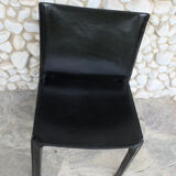 CAB 412 chair in black leather, Mario Bellini design for Cassina