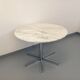 Vintage round dining table in white marble and chrome metal from the 1970s.