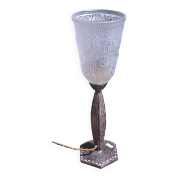 Art Nouveau lamp in the style of Brandt, signed Lorraine, France.
