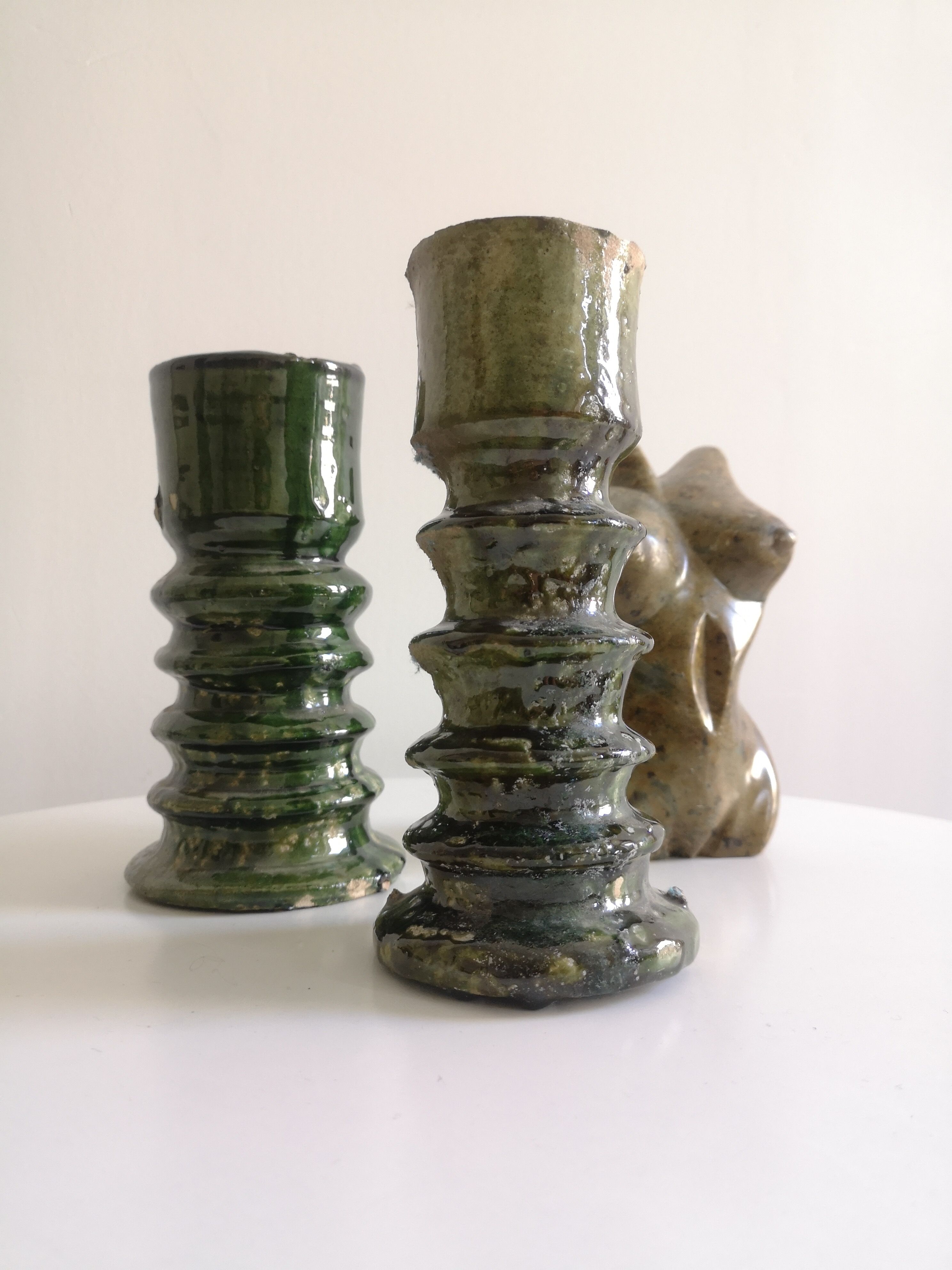Enamelled ceramic candle holder, tamegroute