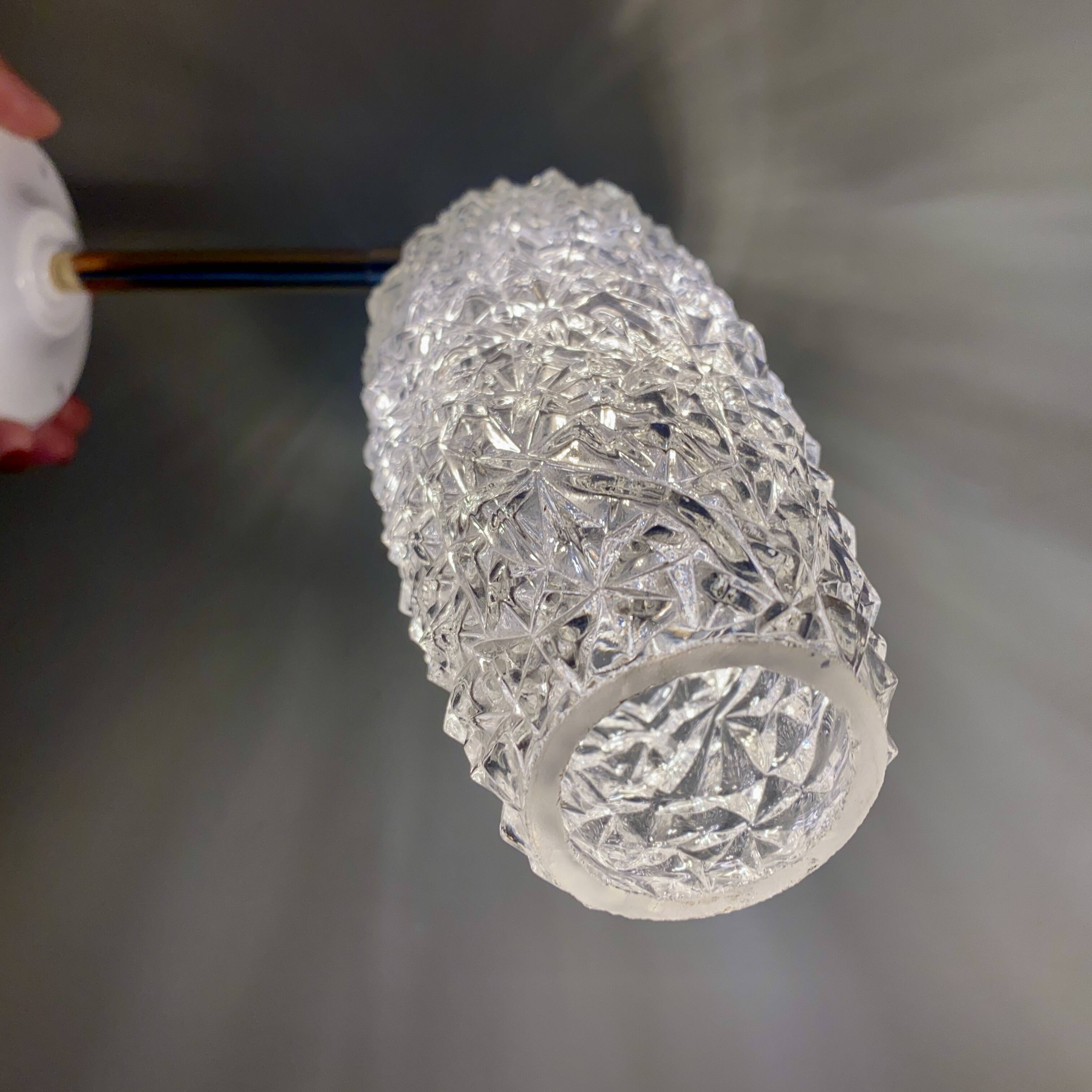 Vintage tulip wall light in diamond-point glass